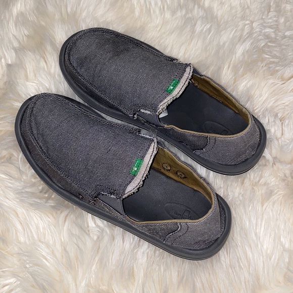 SANUK Sidewalk Surfer Dark Grey Denim Slip On - Picture 4 of 13